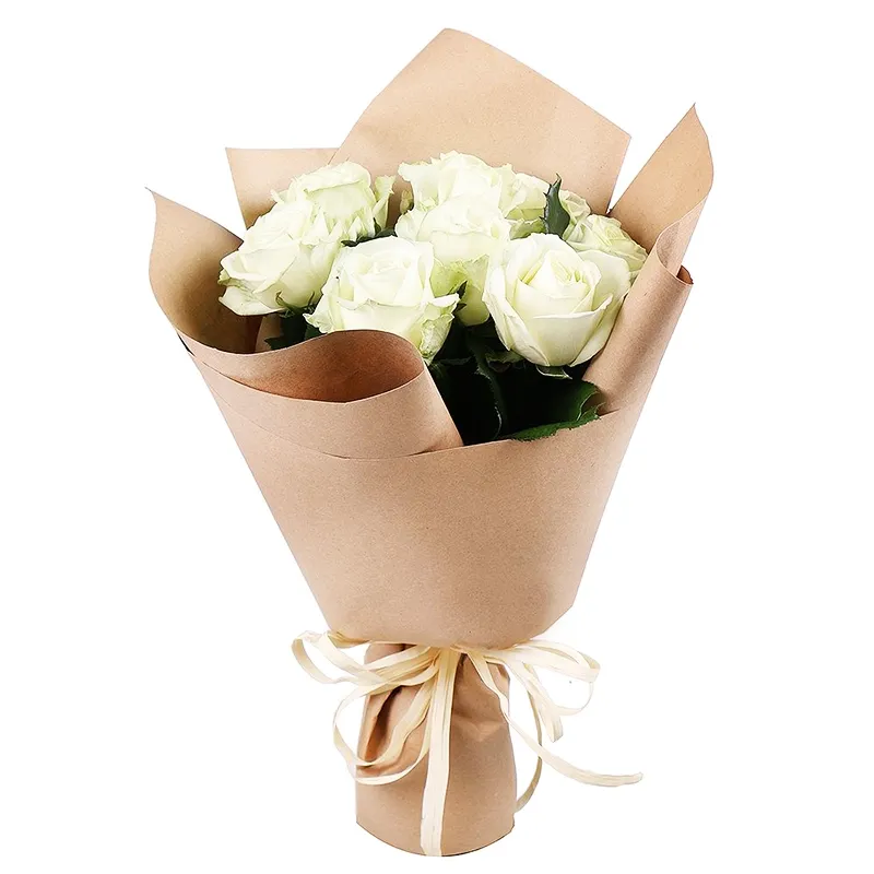 Букет из 7 белых роз Эквадор премиум (60см)